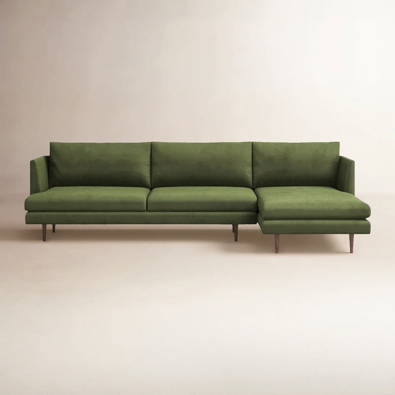 Miller Polyester Blend Sectional, Right Hand Facing, Olive Green Polyester Blend
