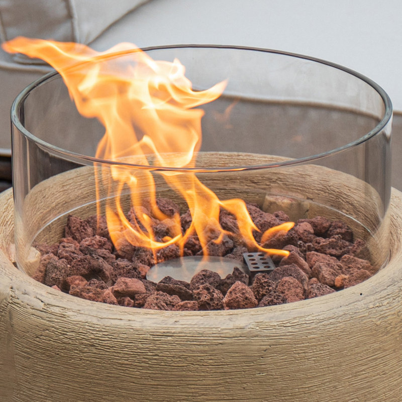 Cambrea Round Concrete Propane Smokeless Fire Column, Apricot