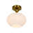 1-Light Ribbed Glass Semi-Flush Mount Ceiling Light
