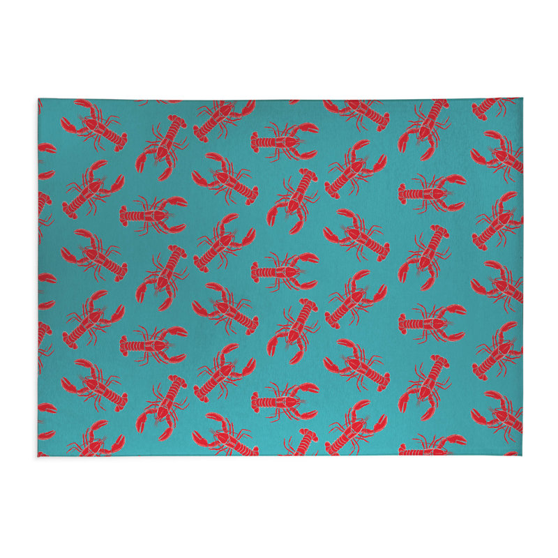 Tapis de cuisine léger Lobster, Rectangulaire 2 pi x 3 pi, Bleu sarcelle clair