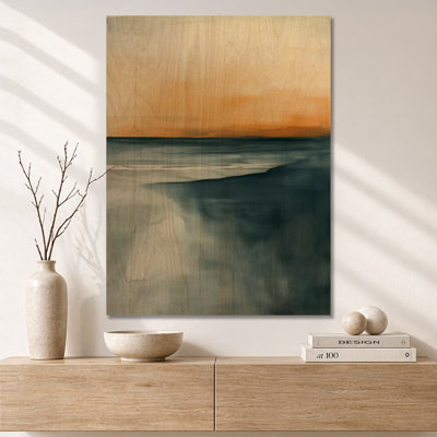Blue and Orange Coastal Horizon Sands - Modern Wooden Wall Decor