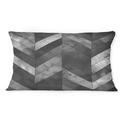 Grey  Modern Herringbone Flow III - Modern Lumbar Pillow