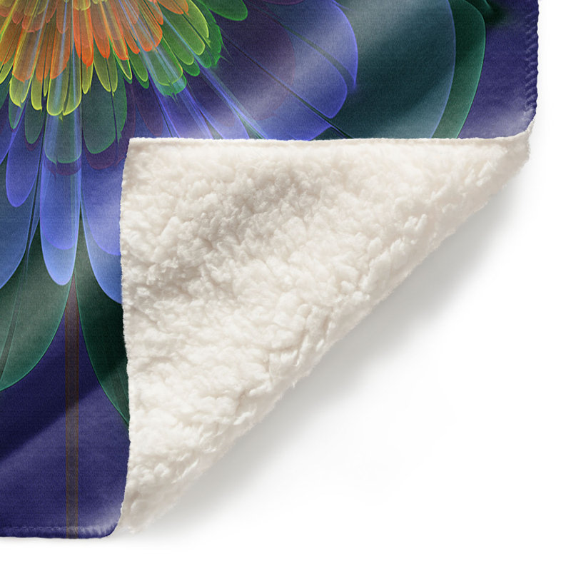  Jeté de fleur fantôme, l 68 po x L 80 po, Bleu / Orange