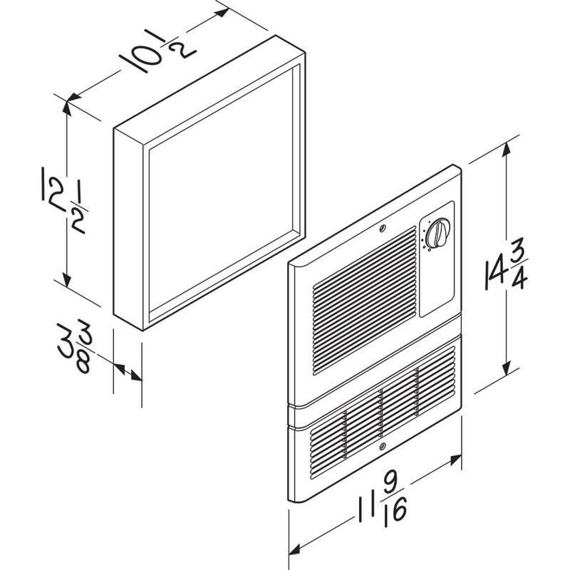 White Wall-Mounted Electric Heater with Adjustable Thermostat