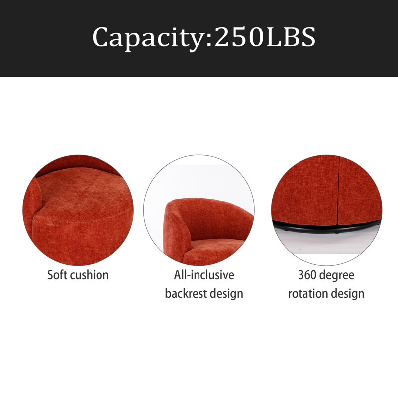 Fauteuil demi-tonneau Chenille, Orange