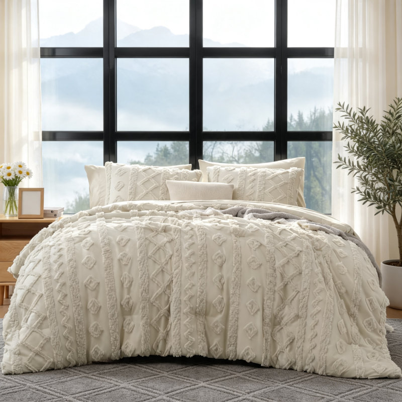Ensemble de couette Queen capitonnée en sac, 7 pièces