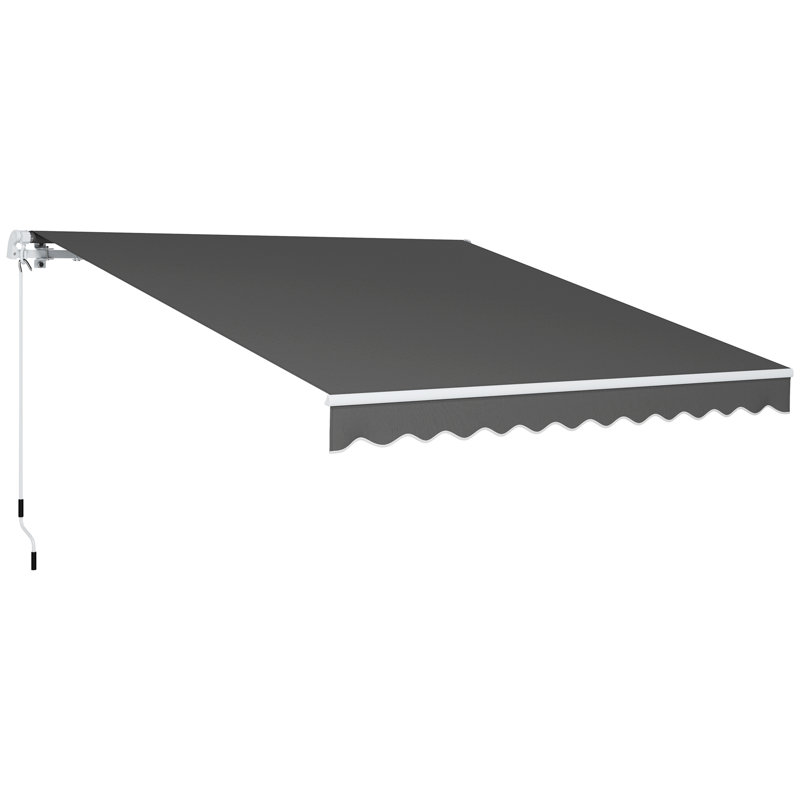 Latitude Run 295cm W x 250cm D Polyester Cover Retractable Patio Awning, Dark Grey