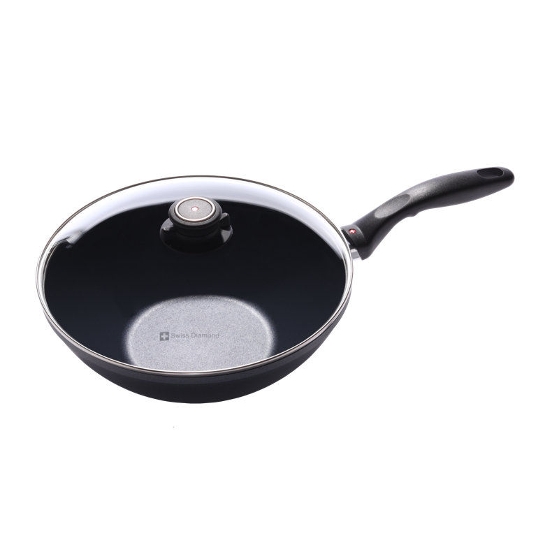 Wok with Round Bottom and Lid, 3.35" H x 11" W x 3.35" D