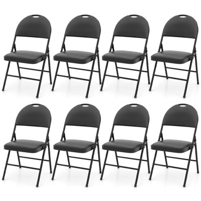 8 chaises de fête pliantes et rembourrées avec structure en métal et chaises empilables en cuir