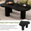Table basse noire, 44 po x 25,9 po, 1,5 po d'épaisseur. Crème, 3 pieds, installation facile, bord arrondi pour l'intérieur du salon