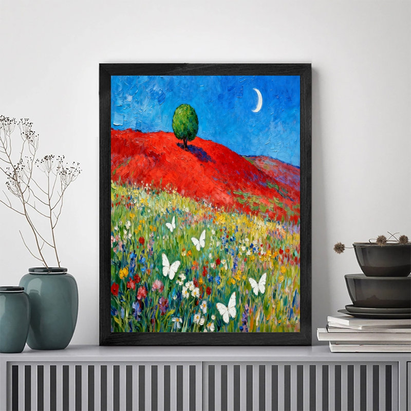 Art encadré noir, montagnes colorées rétro, impressions de style rétro, H 25 po x l 17 po