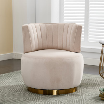 25.2" Upholstered Swivel Tufted Accent Vanity Stool