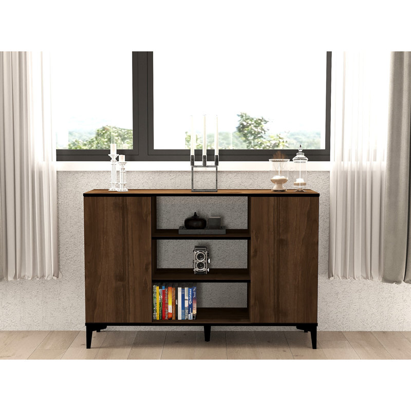 Puqa Design 90cm Sideboard, Walnut/Black
