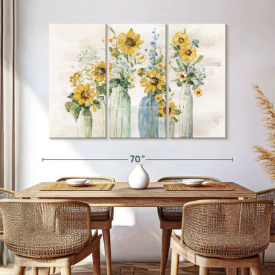 Tournesol spectaculaire sur toile, ensemble de 3 pièces