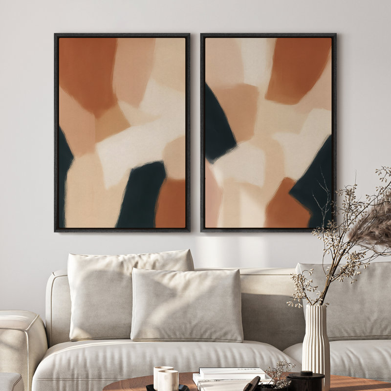 Framed Canvas wall Art, Vintage Abstract Wall pirnts for Bedroom, Black, 24" H x 16" W