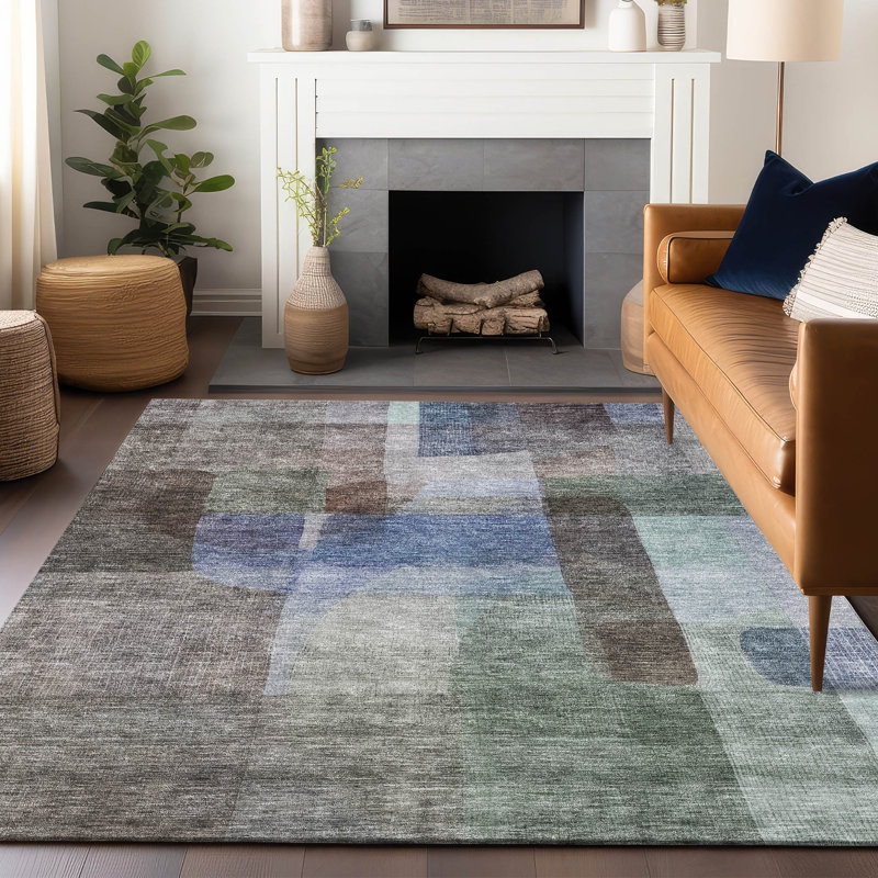 Tapis d'intérieur / extérieur lavable brun Kyra , 8 pi x 10 pi