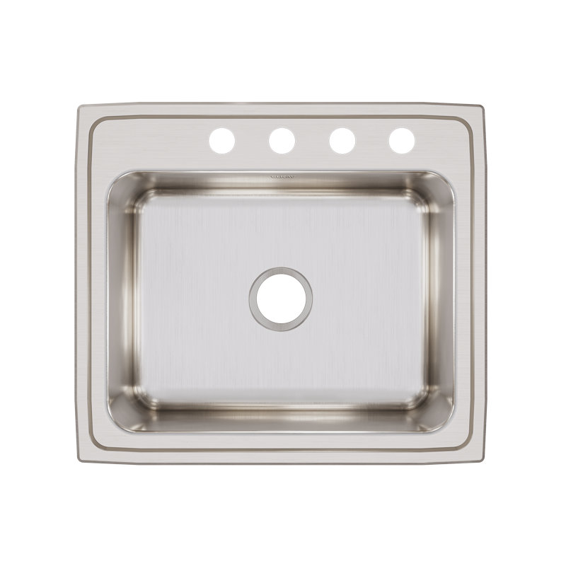 Lustertone 25" L x 22" W Drop-In Kitchen Sink, 4 hole, Lustrous highlighted satin