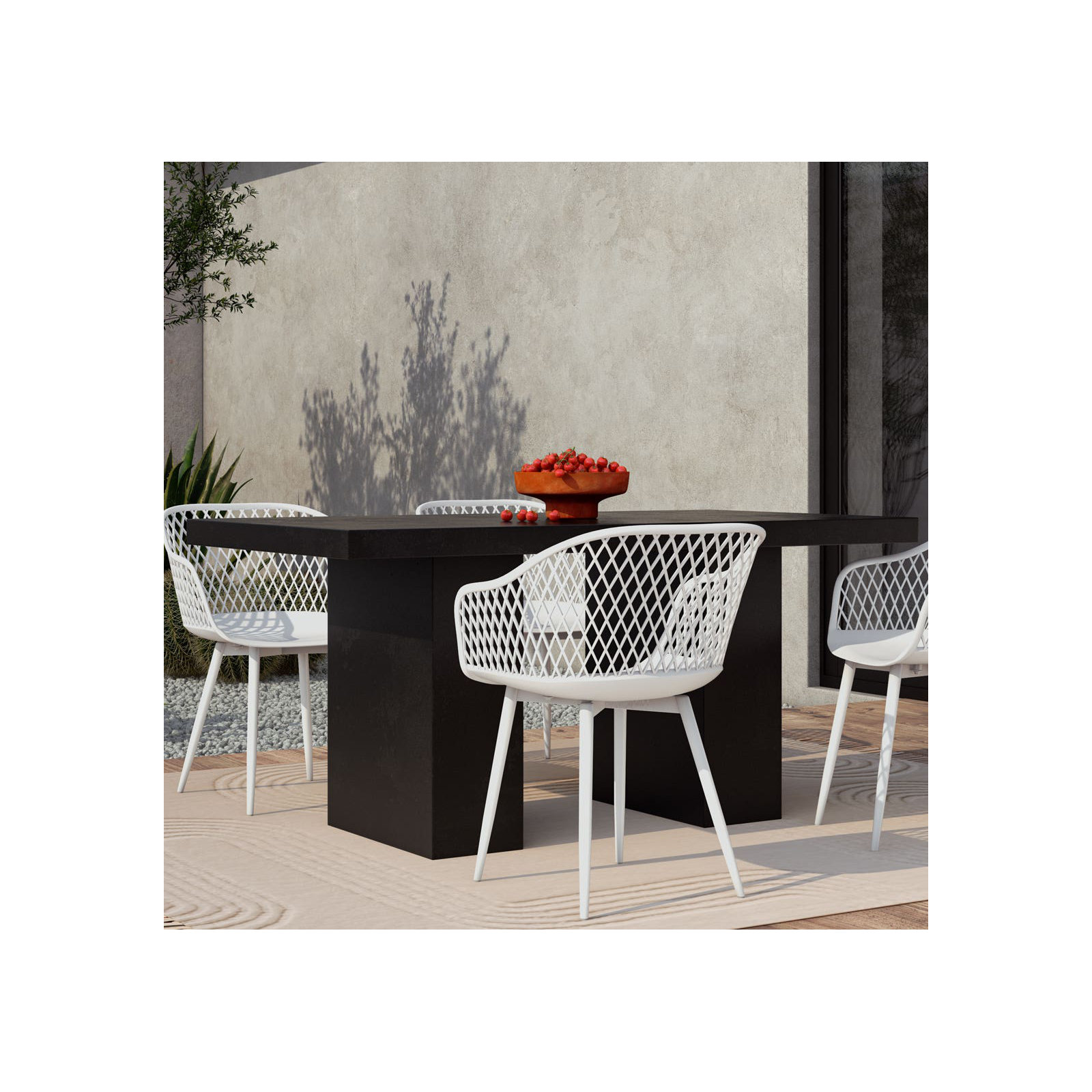 Tommen 63'' Fiber-Reinforced Cement Outdoor Dining Table, Black Fiber-Reinforced Cement