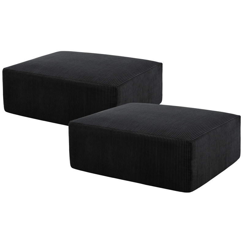 Repose-pieds 40,75 po en velours côtelé à compression pour le salon (ensemble de 2), Noir