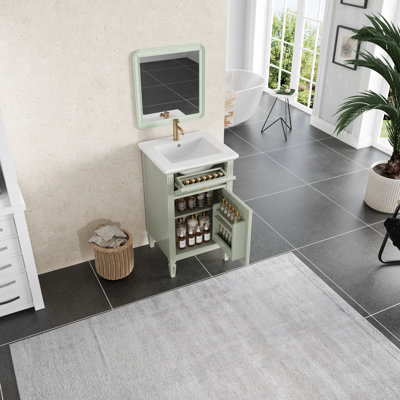 20-Inch Green Bathroom Vanity with Sink