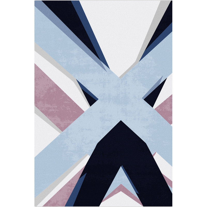 Tapis décoratif multicolore à motif en X, Rectangle 3 pi 11,24 po x 5 pi 10,87 po