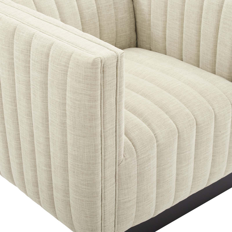Modway Conjure Channel Tufted Performance Velvet Accent Armchair, Beige Polyester Blend