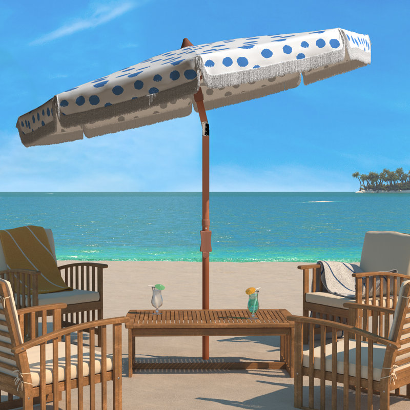 Parasol de 6,5 pi Vroman, Blanc / Bleu clair