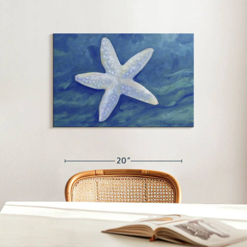 Brampt Impressions Of Shells Starfish Indigo, H 16 po x l 24 po