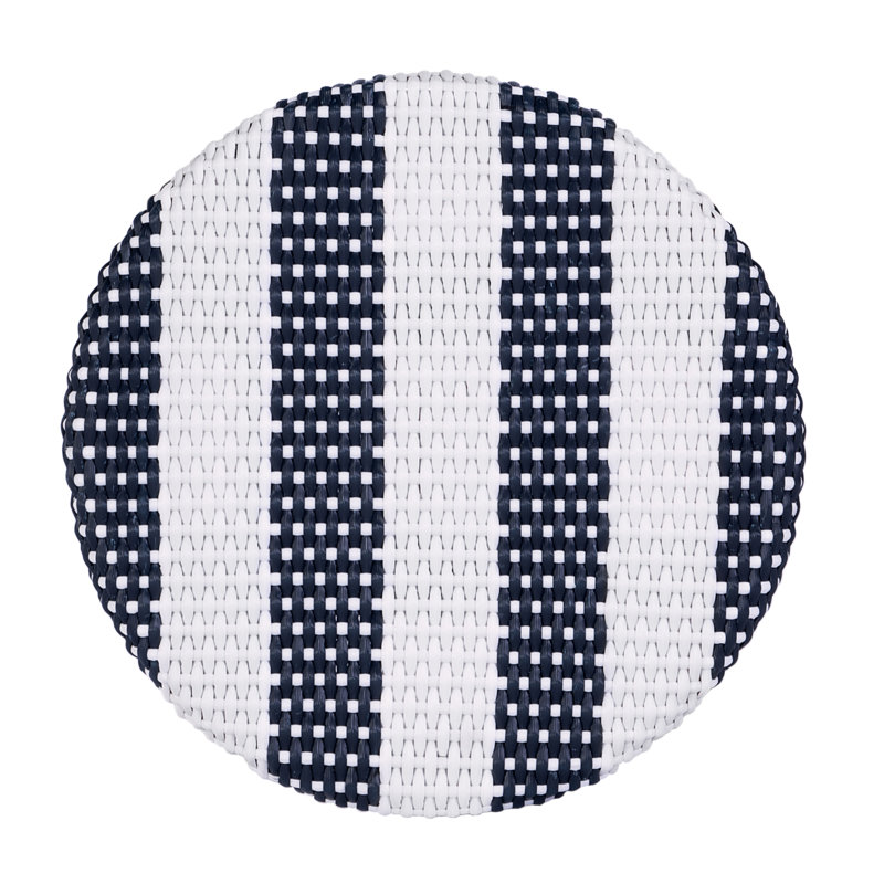 Alastair Hand-Woven Rattan Bar & Counter Stool, Counter Stool (24" Seat Height), White/Navy Stripe/Natural Rattan Frame