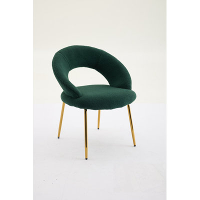 Teddy Fabric Chairs With Curved Backrest and Metal Legs