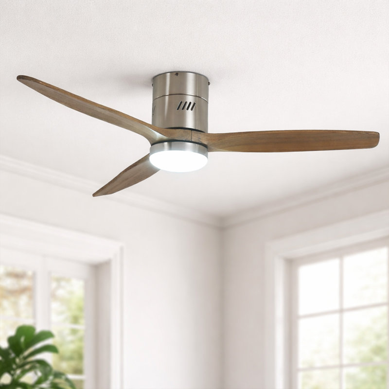 AuraVista 52" Modern 3-Blade Ceiling Fan with Light Kit & Remote Control – Flush Mount for Sleek, Space-Saving Design