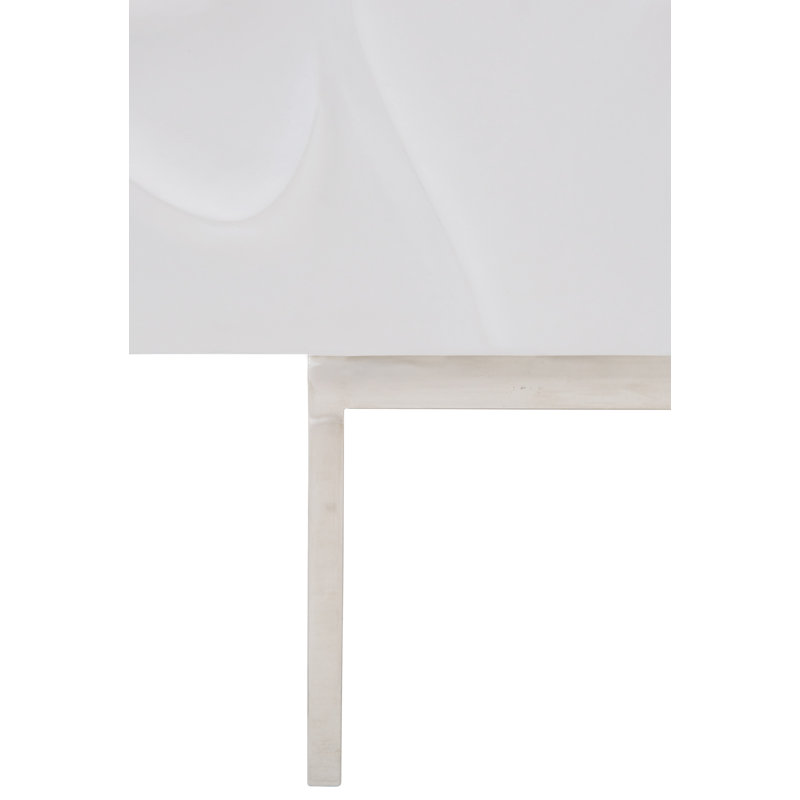 Penrose White Floral Motif Sideboard with Stainless Steel Base