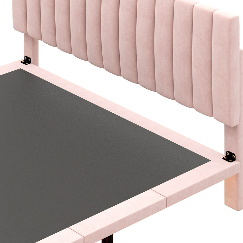 Queen Size Upholstered Bed, Pink