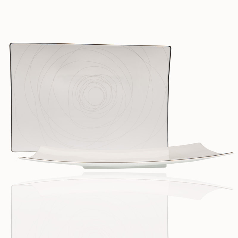 Red Vanilla Orbit Rectangular Bone China Platter