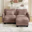 Canapé d'angle en chenille avec coussin lombaire délicat, design ergonomique incurvé, pouf amovible, montage facile pour le salon-1629358624