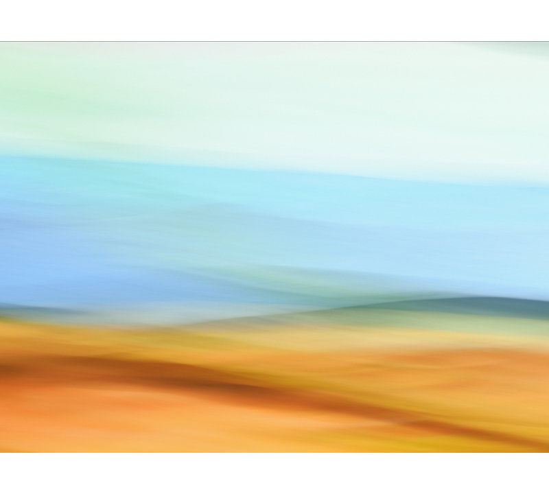 Paysage déplacé 7N2889A par Rica Belna - Peinture, Toile encadrée noire, H 19 po x l 25 po, H 18 po x l 24 po
