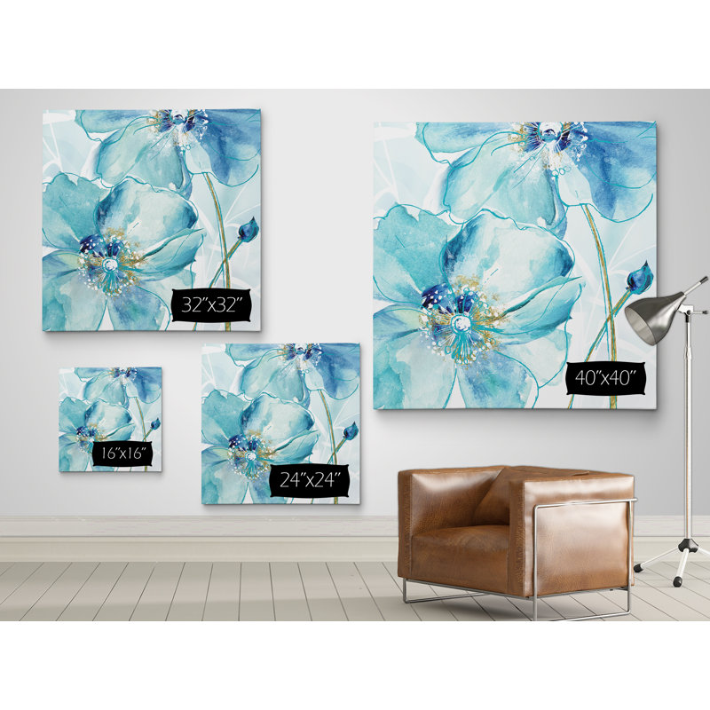 «Blue Spring Poppy II», reproduction d'art, H 16 po x l 16 po x P 1,5 po, Toile tendue