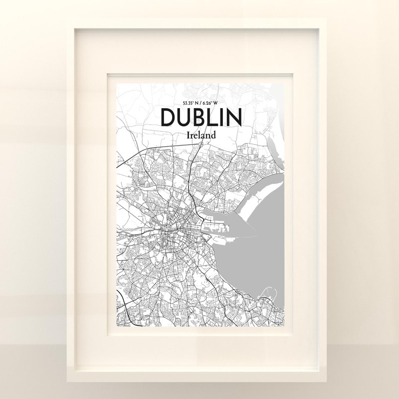Dublin City Map In Tones - No Frame Print, 24cm H x 18cm W x 0.05cm D