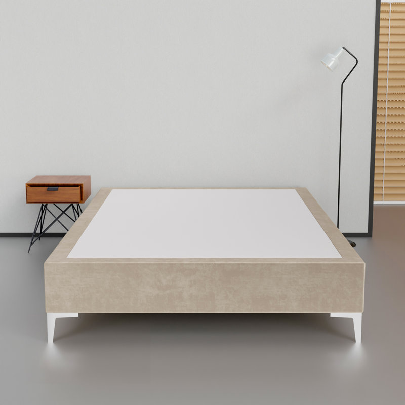 Lit en bois massif Manasvi, H 14 po x l 44 po x L 75 po, Beige