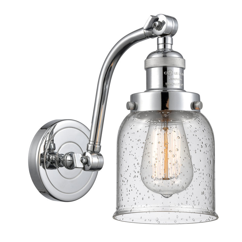 Applique murale 1 lumière 5 po Bell, Ampoule à DEL rétro de 6 watts, Grainé, Chrome poli