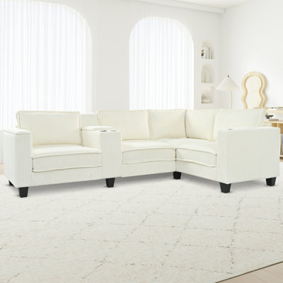 Canapé 4 places en L 105,5 po x 66,5 po en L en forme de L, grands accoudoirs de rangement avec console centrale, chargement USB, sièges gauche et droit pouvant être changés, 2 ensembles de 130