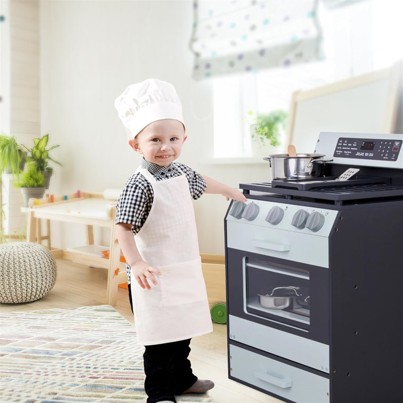 Lil’ Jumbl Wooden Play Oven, Gourmet Kitchen Playset with Pretend Oven, Stove, Knobs & More