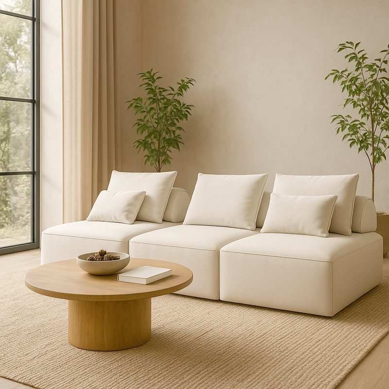 Canapé modulaire surdimensionné Boneless de 139 po - Tissu chenille, dossiers amovibles, sans assemblage, Blanc
