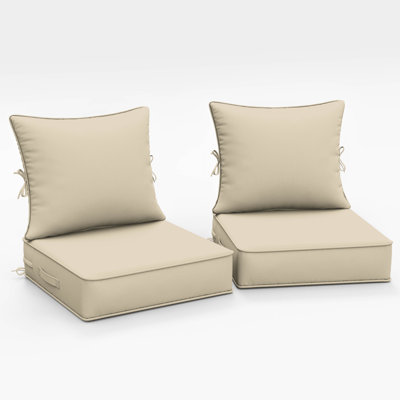 Braun Outdoor Cushions 22X24X5 Patio Chair Cushions Indoor/Outdoor Seat And Back Cushion, Cushions Only (Set Of 2)