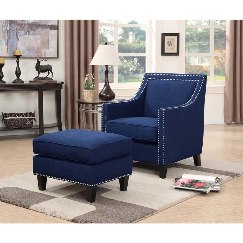 Fauteuil et repose-pieds bleu Pickery House Furnishings, Bleu