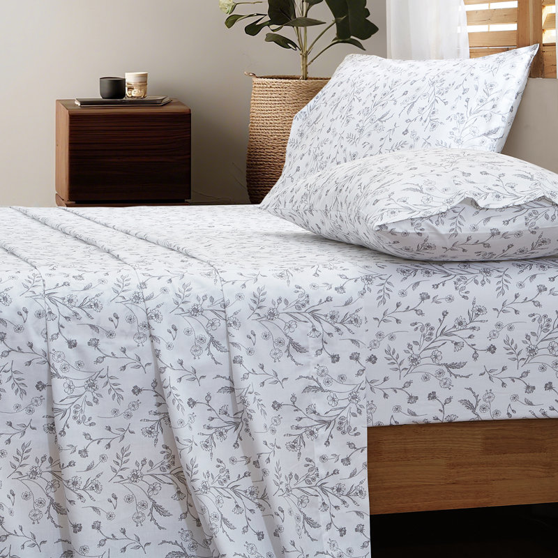 100% Cotton Floral Bed Sheets Sheet Set, Queen Sheet Set with 2 Pillowcases, Yellow Floral 3