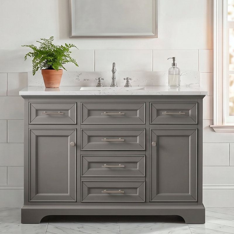 Thompson 48" W Single Vanity, Gray/Brushed Nickel
