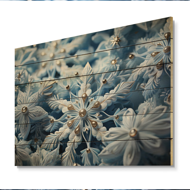 Flocons de neige scintillants I sur bois, H 24 po x l 32 po x P 0,78 po
