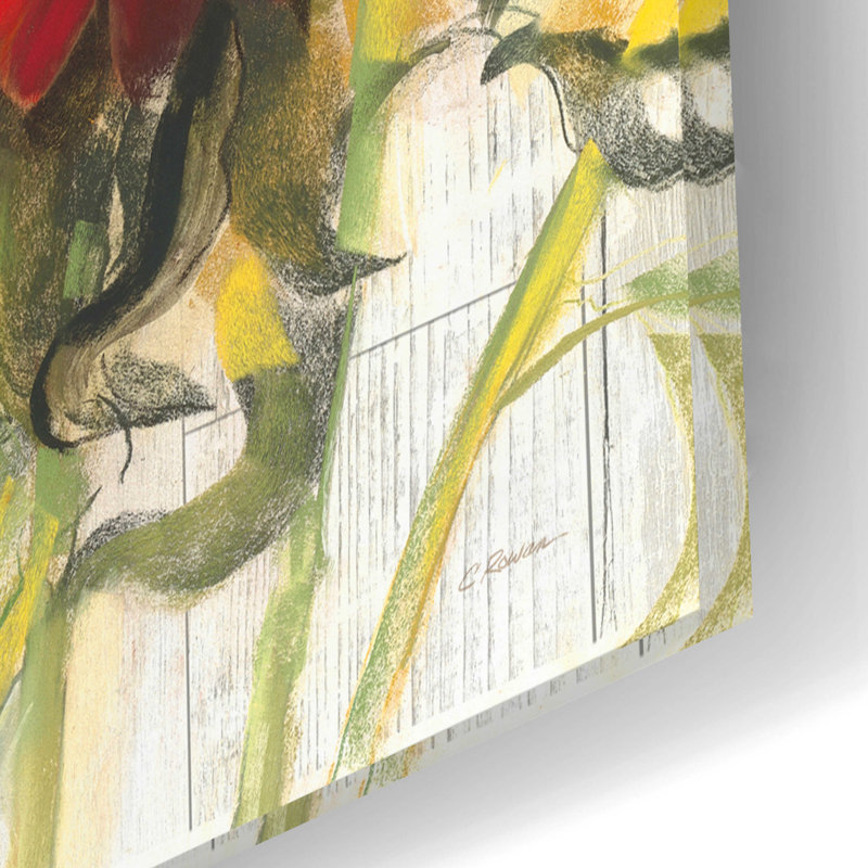 «Gathering Sun Crop On Wood» par Carol Rowan, art mural en verre acrylique, 36 po x 24 po, H 16 po x l 24 po x P 0,2 po