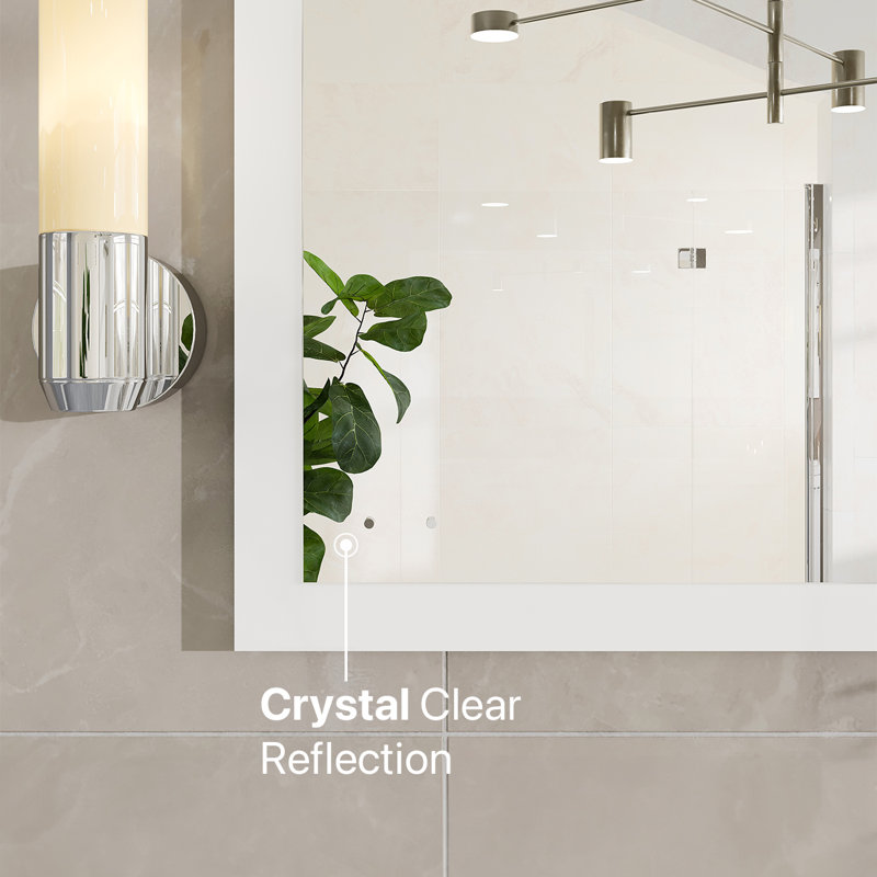 Schweitzer Modern & Contemporary Beveled Bathroom/Vanity Mirror, 31.61" H x 72" W, White